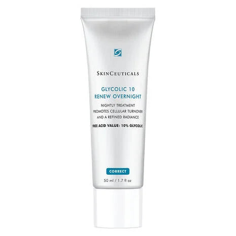 SkinCeuticals Glycolic 10 Renew Overnight skincare treatment on a white background