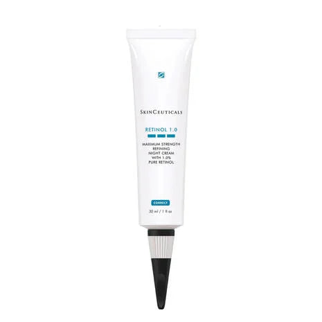 SkinCeuticals Retinol 1.0 night cream tube on a white background
