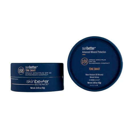 Two blue containers of sunbutter with SPF 68 on a white background